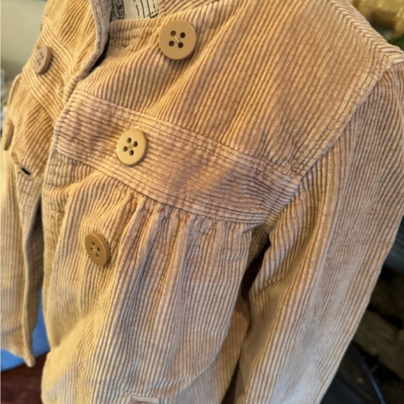 Gap Camel Corduroy Pea Coat Girls Large Size 10 Button Front Warm Floral Lined - Picture 7 of 8